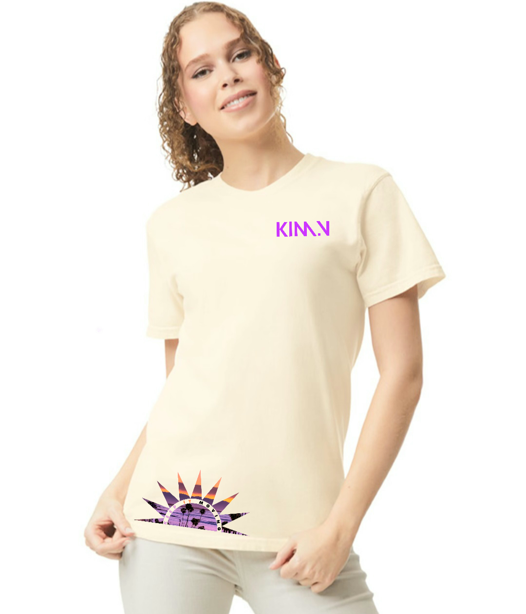 "KEEP IT MOVING" sunset garment dyed tee shirts