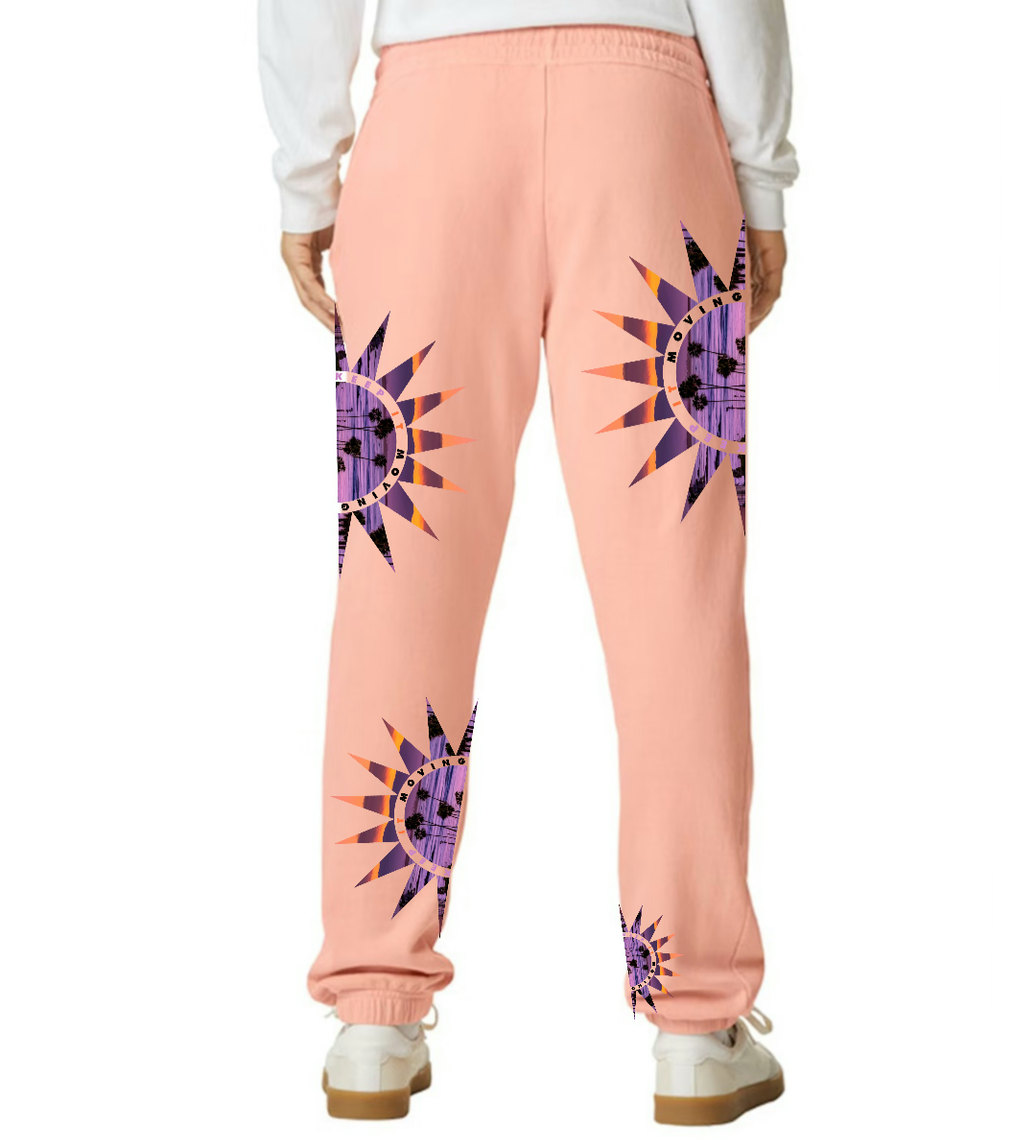 "KEEP IT MOVING" sunset garment dyed sweat pants