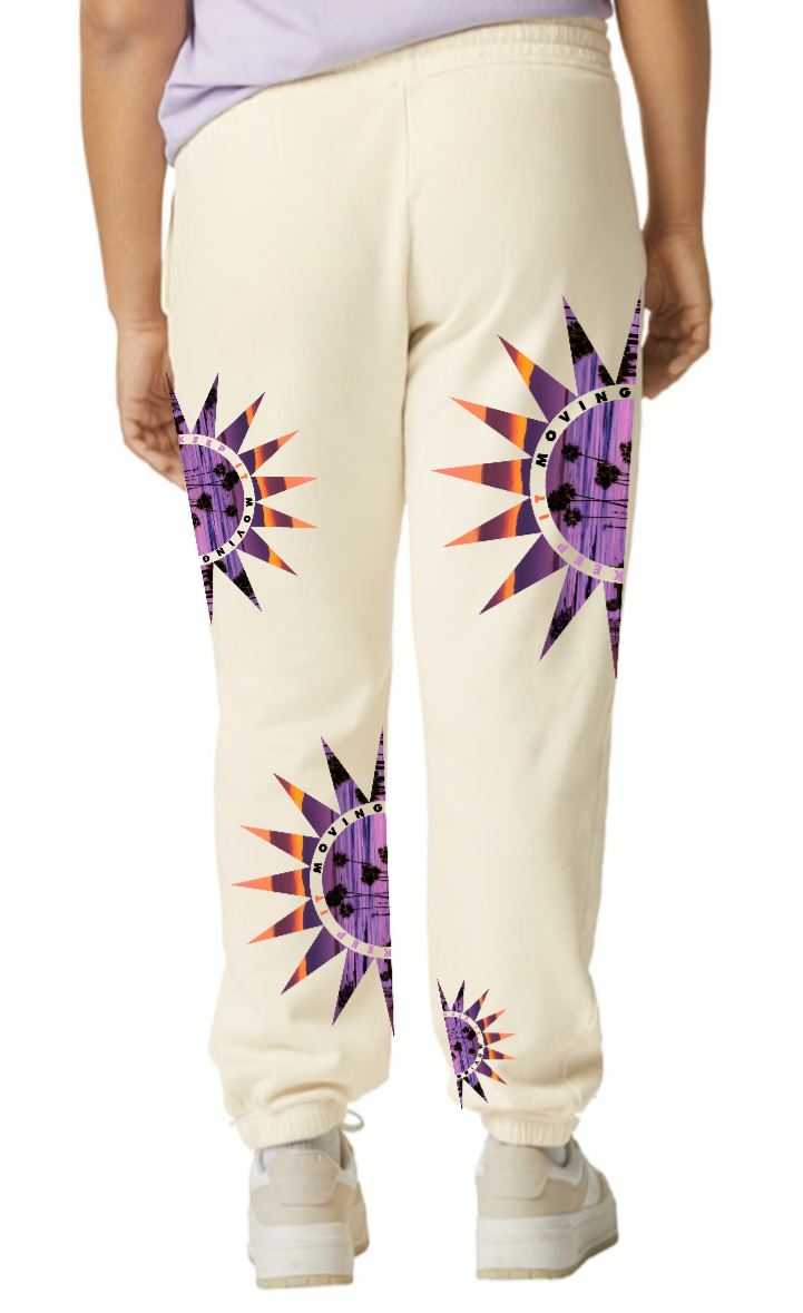 "KEEP IT MOVING" sunset garment dyed sweat pants