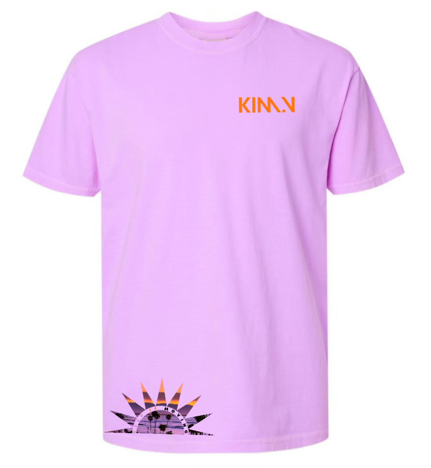 "KEEP IT MOVING" sunset garment dyed tee shirts