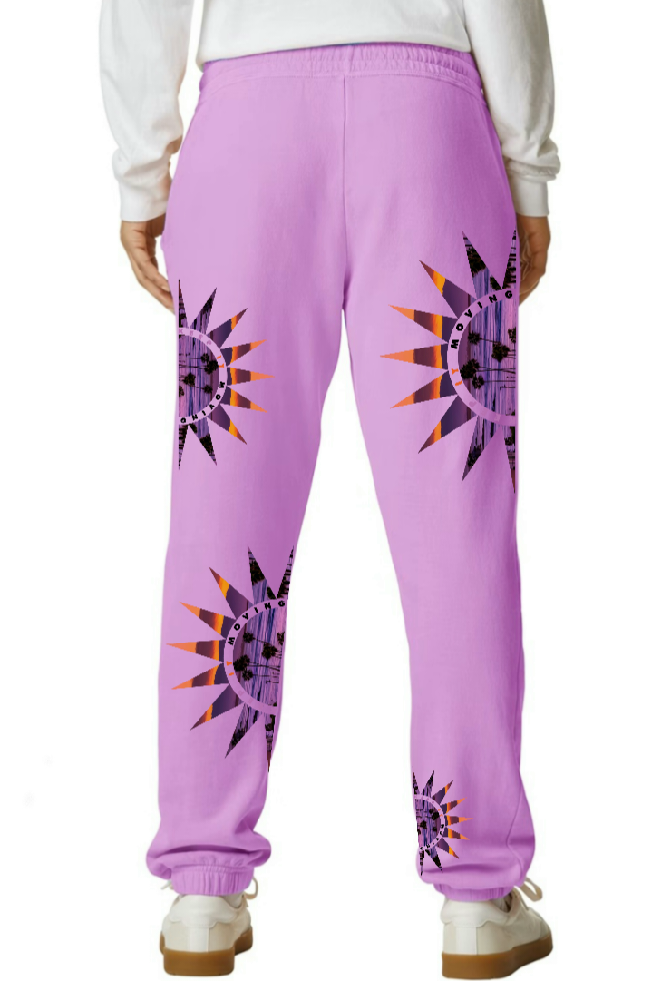"KEEP IT MOVING" sunset garment dyed sweat pants
